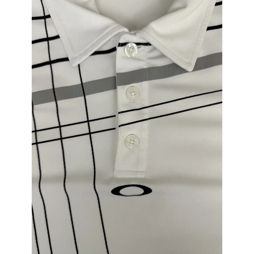 Oakley Polo Shirt‎ Mens Medium White Regular Fit Hydrolix Performance Golf Tee